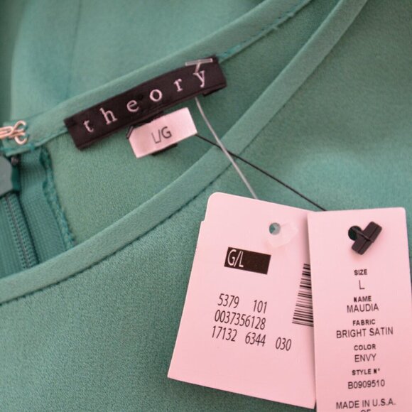 NWT Theory Green Satin 'Maudia' Blouse Sz L - Picture 4 of 8